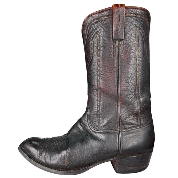 Vintage Lucchese Men’s Black Cherry Leather Cowboy Boots Size US 11.5 D main image 10